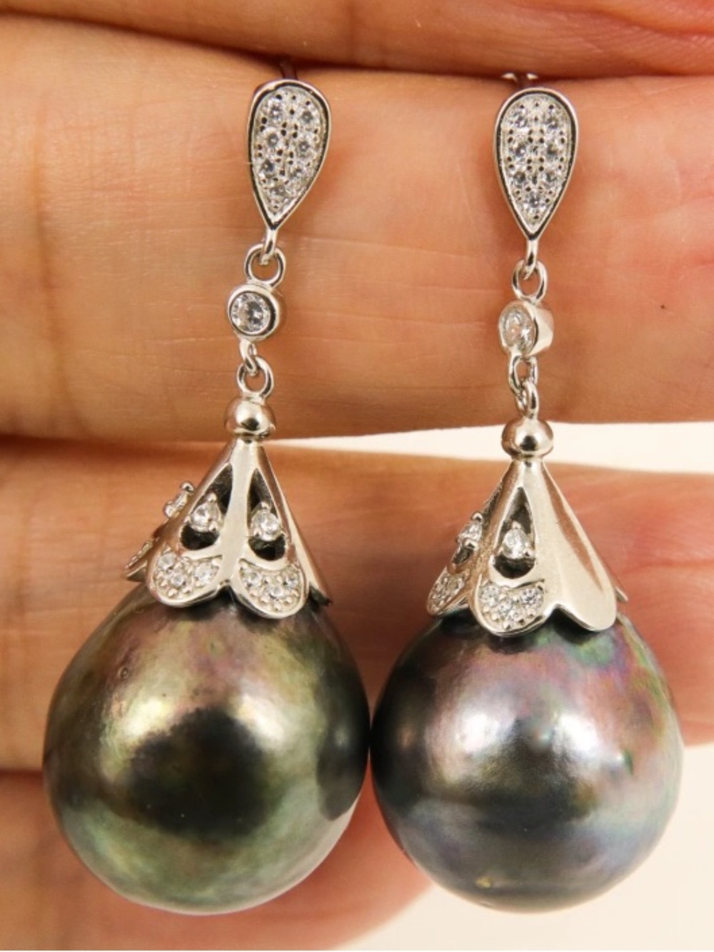 Huge 18mm Tahitian Pearl Earrings